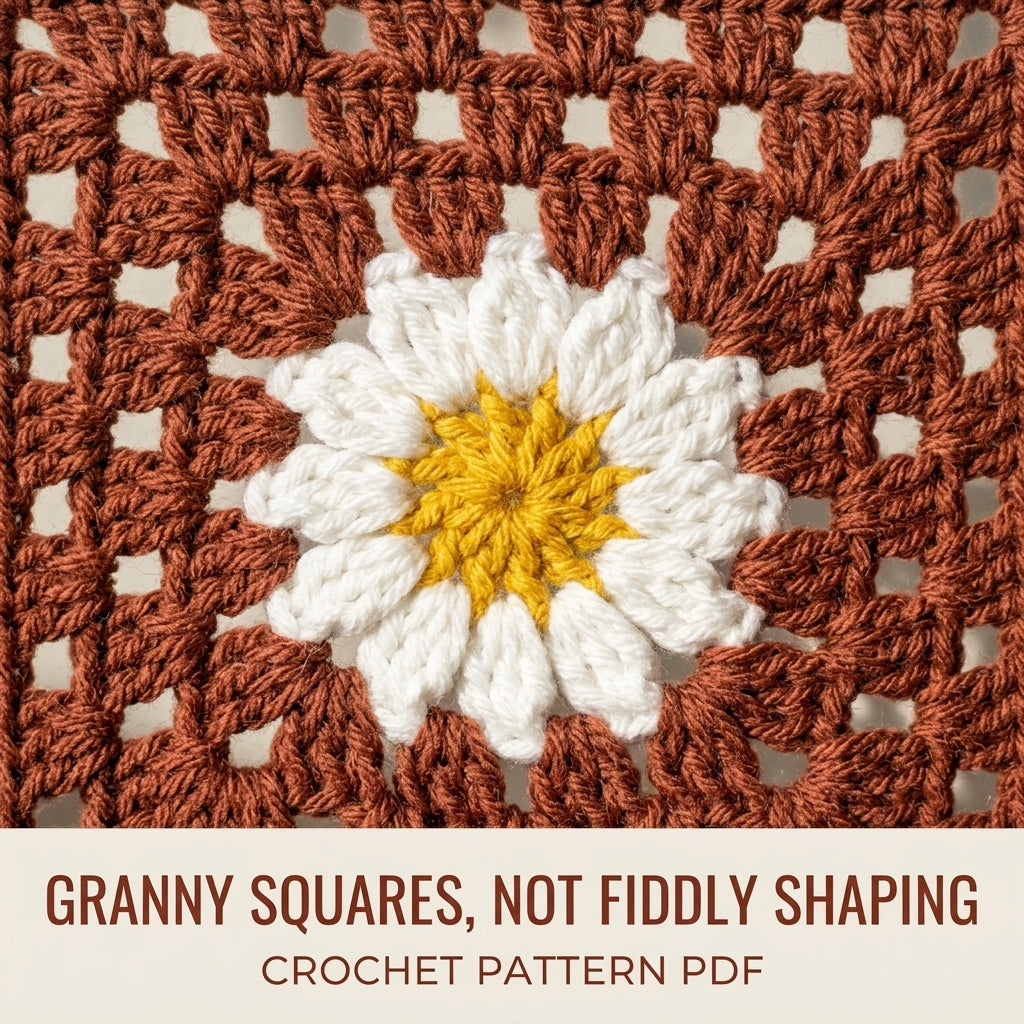 Daisy Granny Bucket Hat Crochet Pattern PDF – Granny Square Sun Hat with Flowers