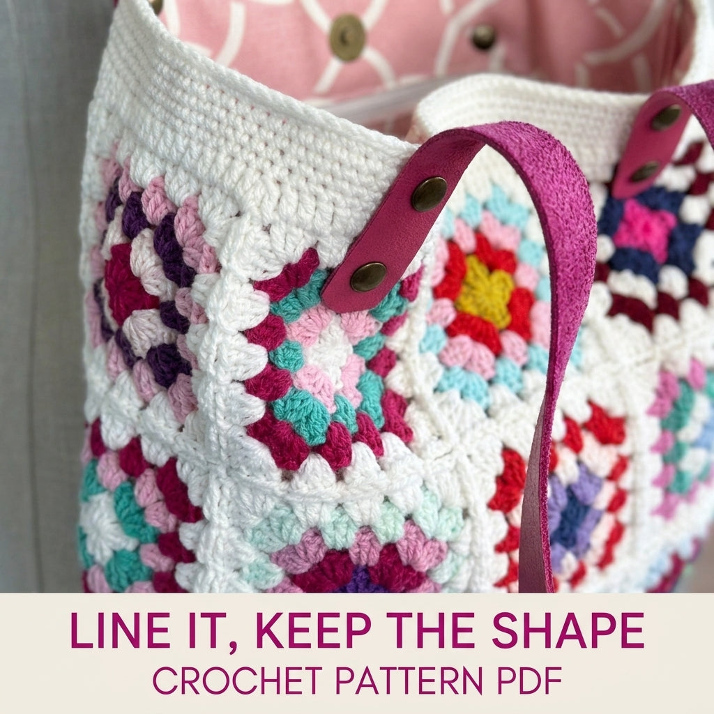 Bright Granny Square Tote Crochet Pattern PDF – Lined Shoulder Bag