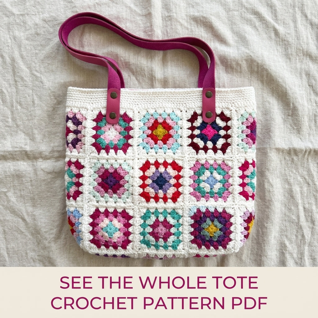Bright Granny Square Tote Crochet Pattern PDF – Lined Shoulder Bag