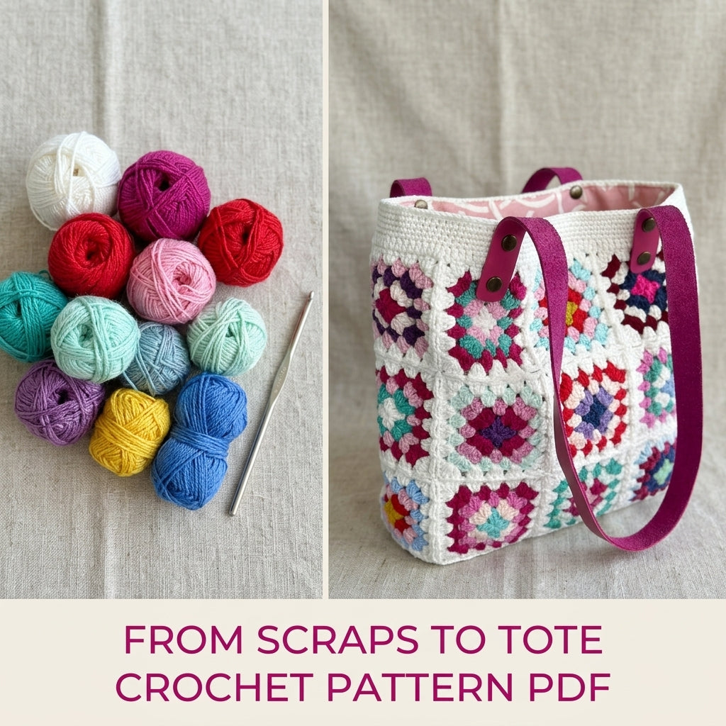Bright Granny Square Tote Crochet Pattern PDF – Lined Shoulder Bag