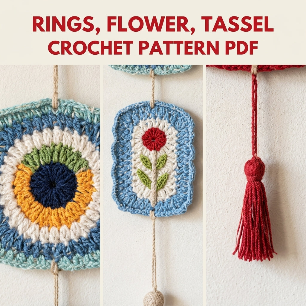 Folk Colour Panel Wall Hangings Crochet Pattern PDF – Scrap Yarn Wall Gallery