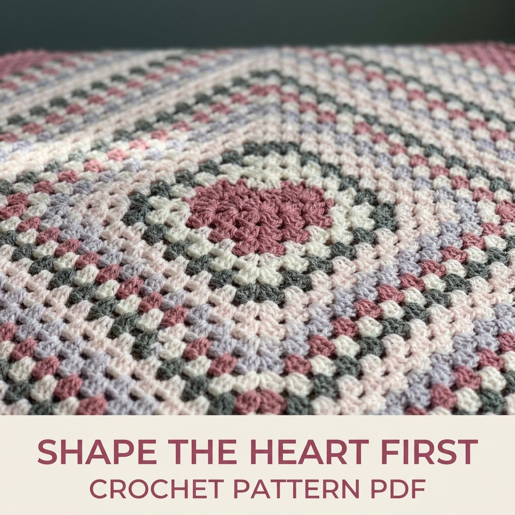 Heart Centre Granny Blanket Crochet Pattern PDF – Giant Granny Square with Heart