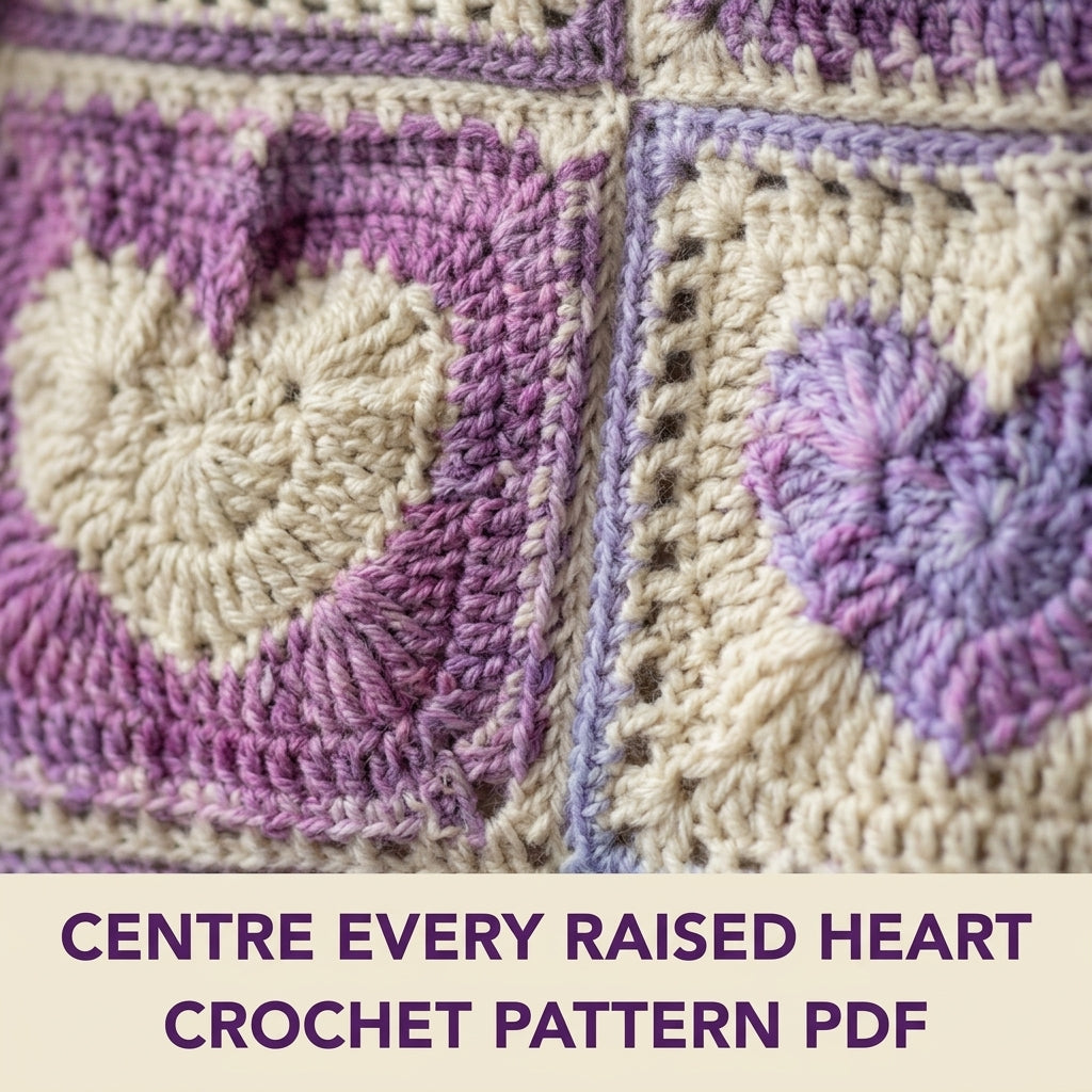 Heart Granny Square Blanket Crochet Pattern PDF – Raised Heart Squares Throw