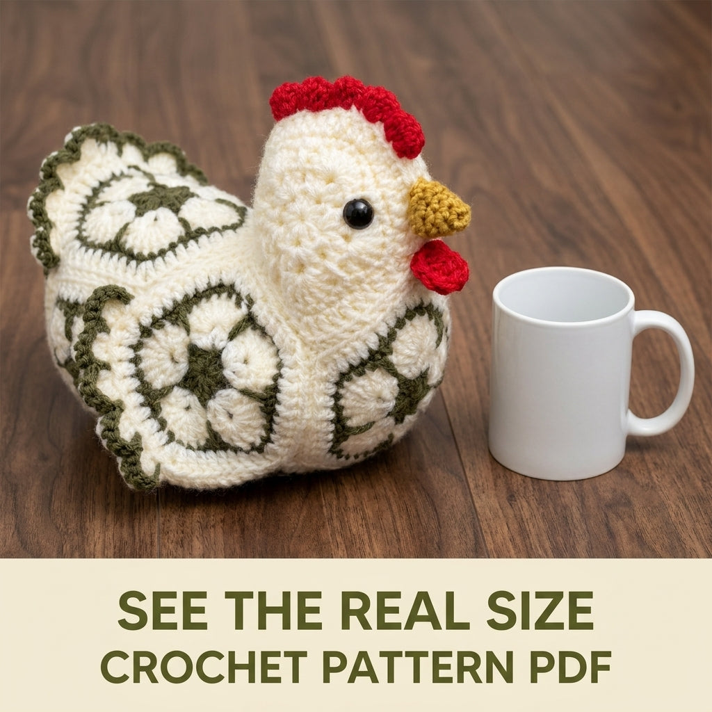 African Flower Hen Crochet Pattern PDF – Hexagon Amigurumi Chicken