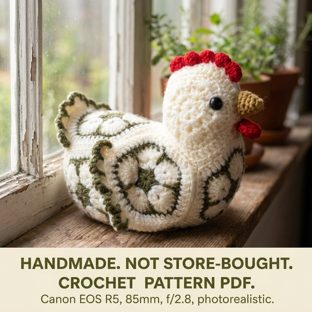 African Flower Hen Crochet Pattern PDF – Hexagon Amigurumi Chicken
