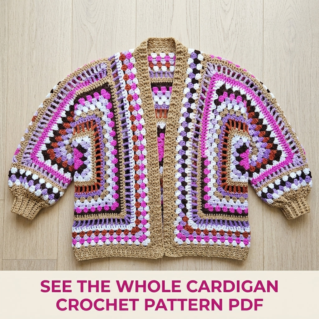 Hexagon Stripe Granny Cardigan Crochet Pattern PDF – Easy Hexagon Cardigan