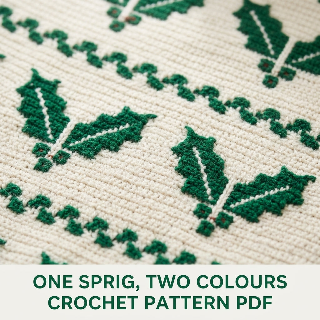 Holly Crochet Blanket Pattern PDF – Christmas Tapestry Crochet Throw in Green and White