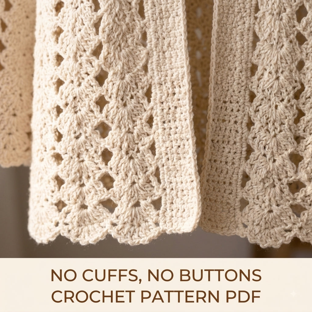 Lace Kimono Cardigan Crochet Pattern PDF – Fan Lace Cardigan with Wide Sleeves