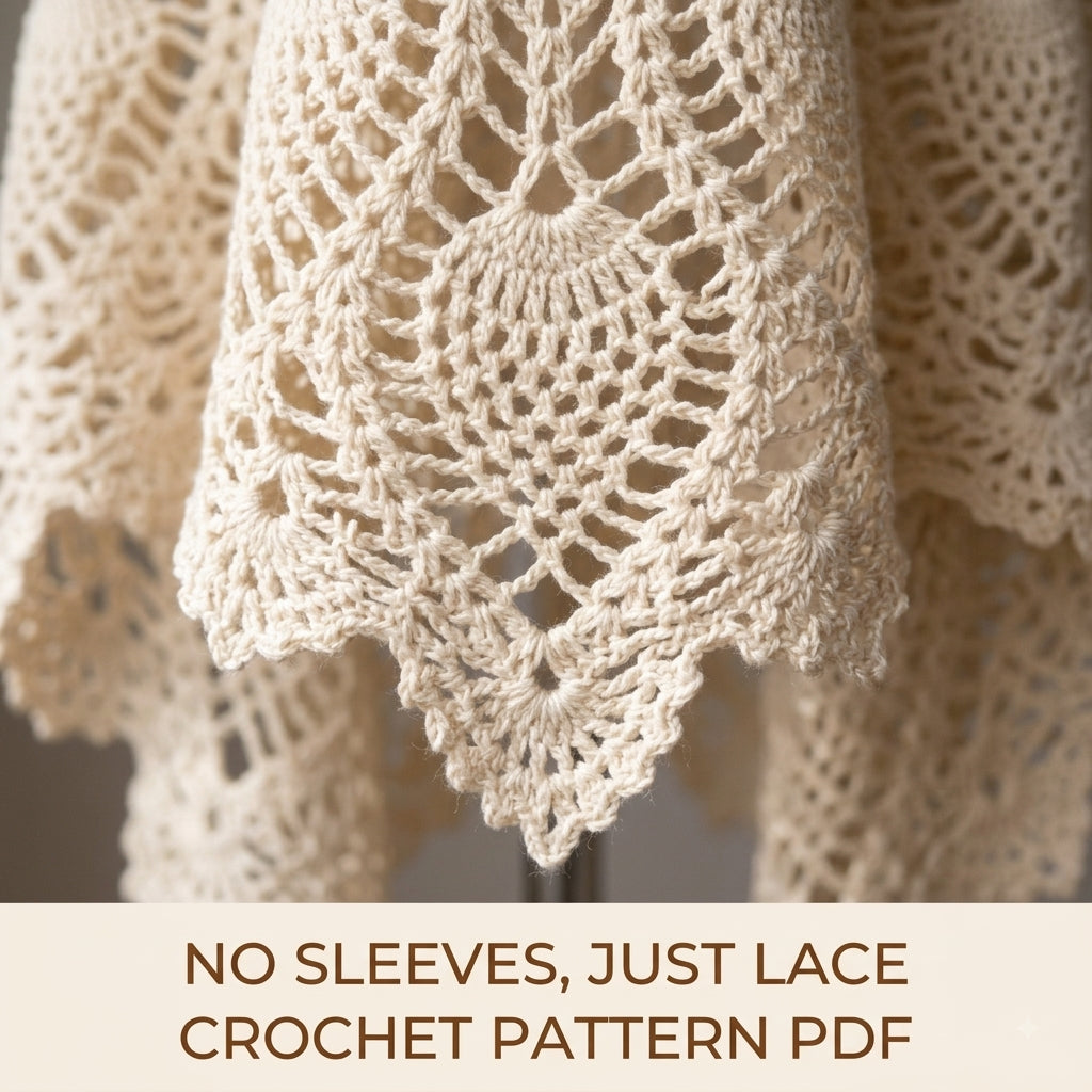 Pineapple Lace Shawl Crochet Pattern PDF – Classic Lace Wrap with Pointed Scalloped Edge