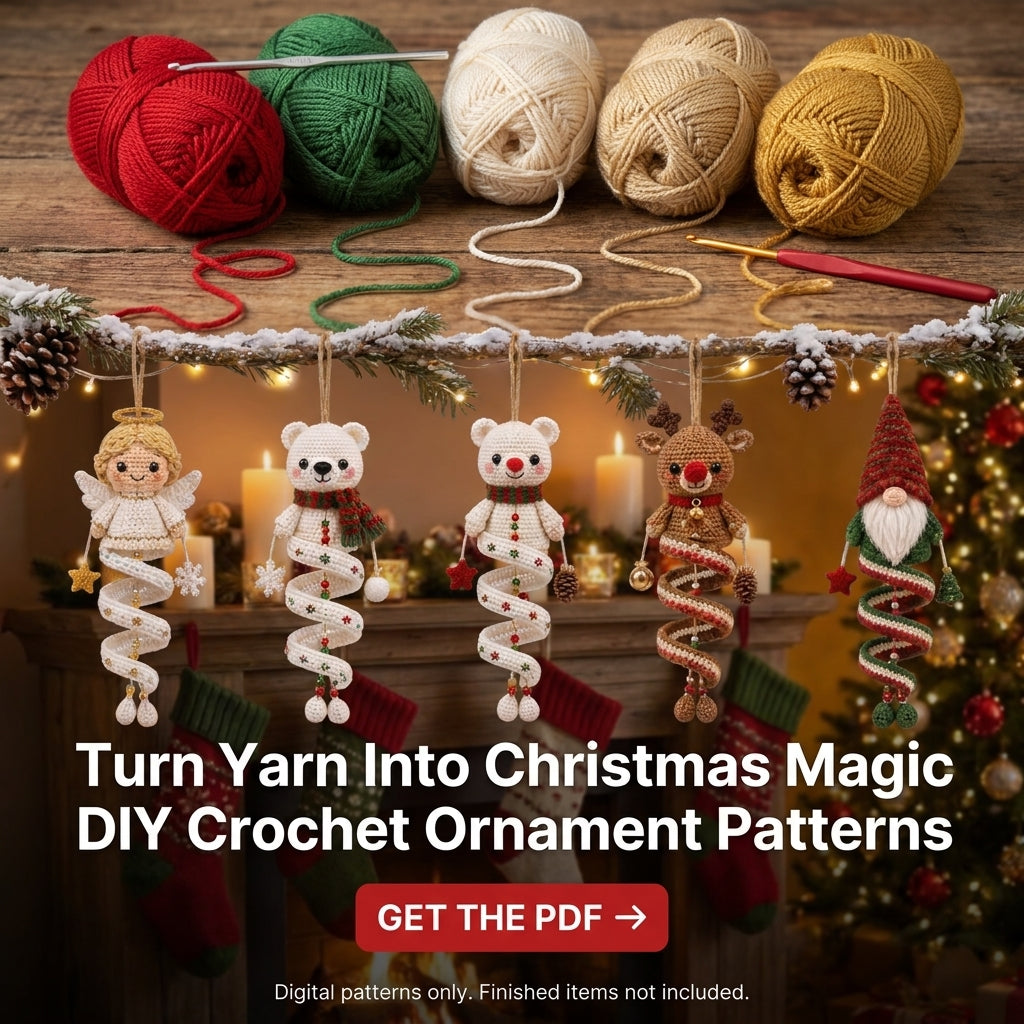 Christmas Spiral Ornament Crochet Pattern Bundle | 10 Hanging Characters | Santa, Snowman, Gingerbread, Angel & More | PDF Instant Download