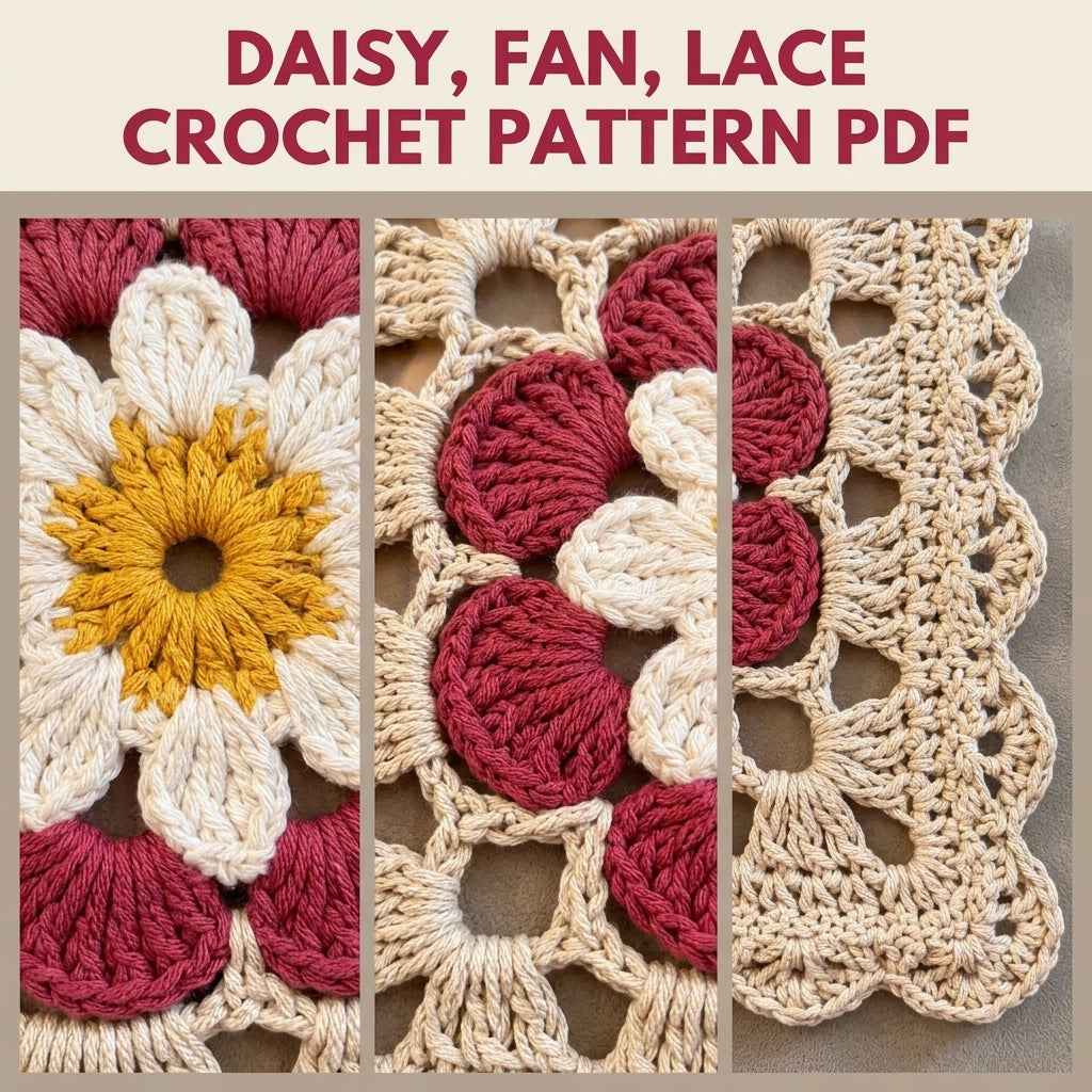 Raspberry Daisy Lace Table Runner Crochet Pattern PDF – Chunky Cord Runner
