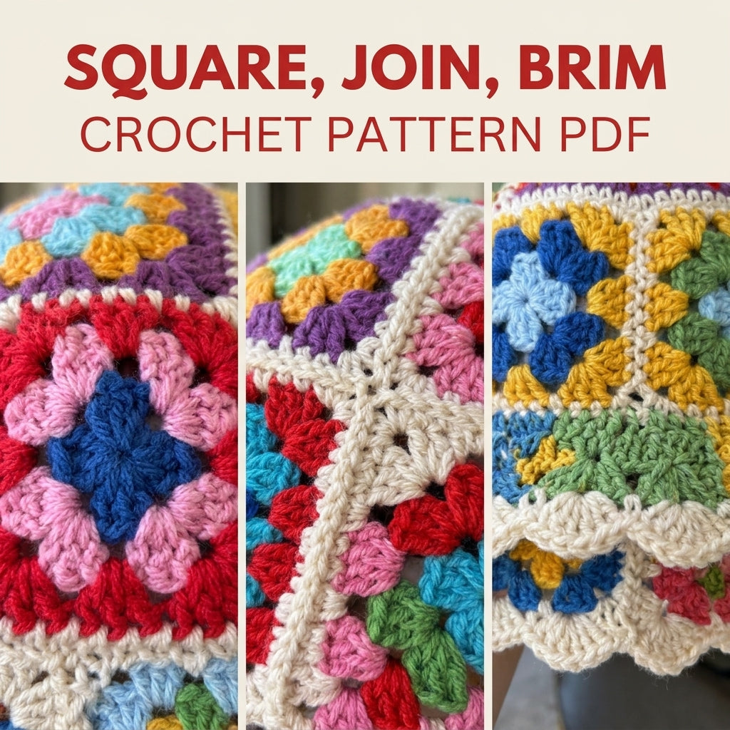 Rainbow Granny Square Bucket Hat Crochet Pattern PDF – Rainbow Stash Buster Hat