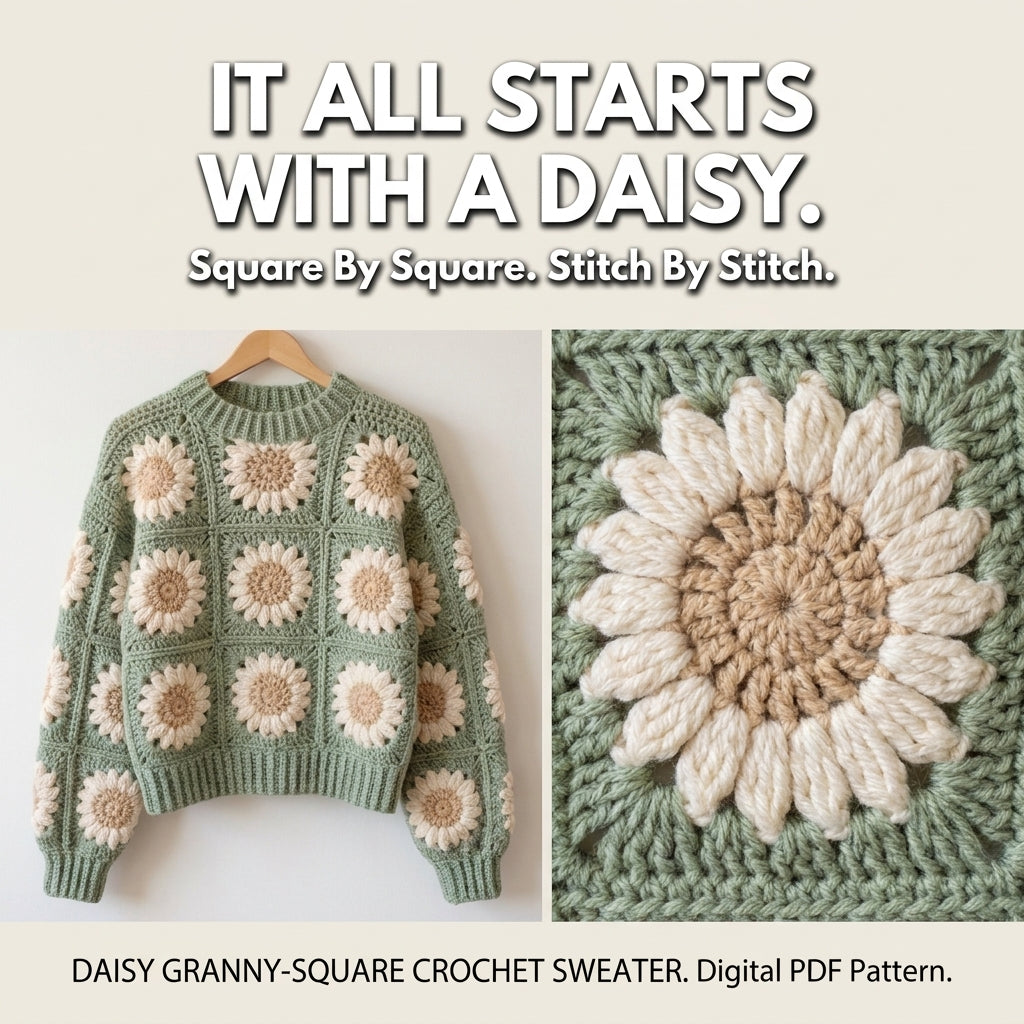 Patchwork Granny Square Hoodie – Crochet Pattern PDF
