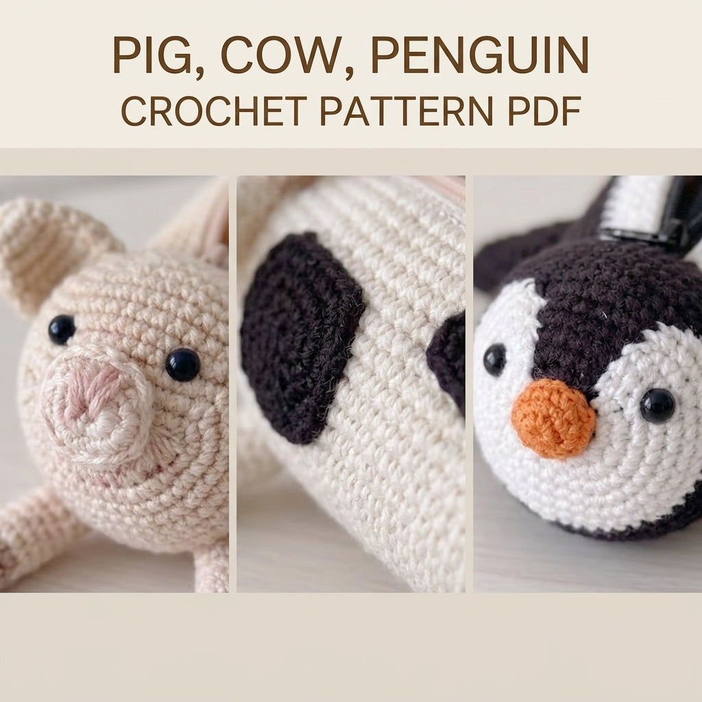 Animal Pencil Case Crochet Pattern PDF – Amigurumi Zip Pouch Set
