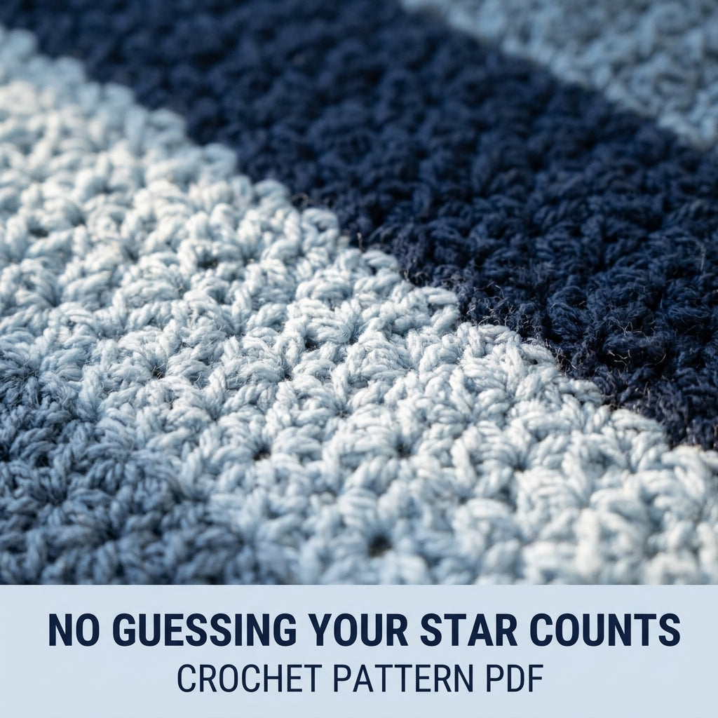 Star Stitch Crochet Blanket Pattern PDF – Textured Striped Throw in Navy and Blue