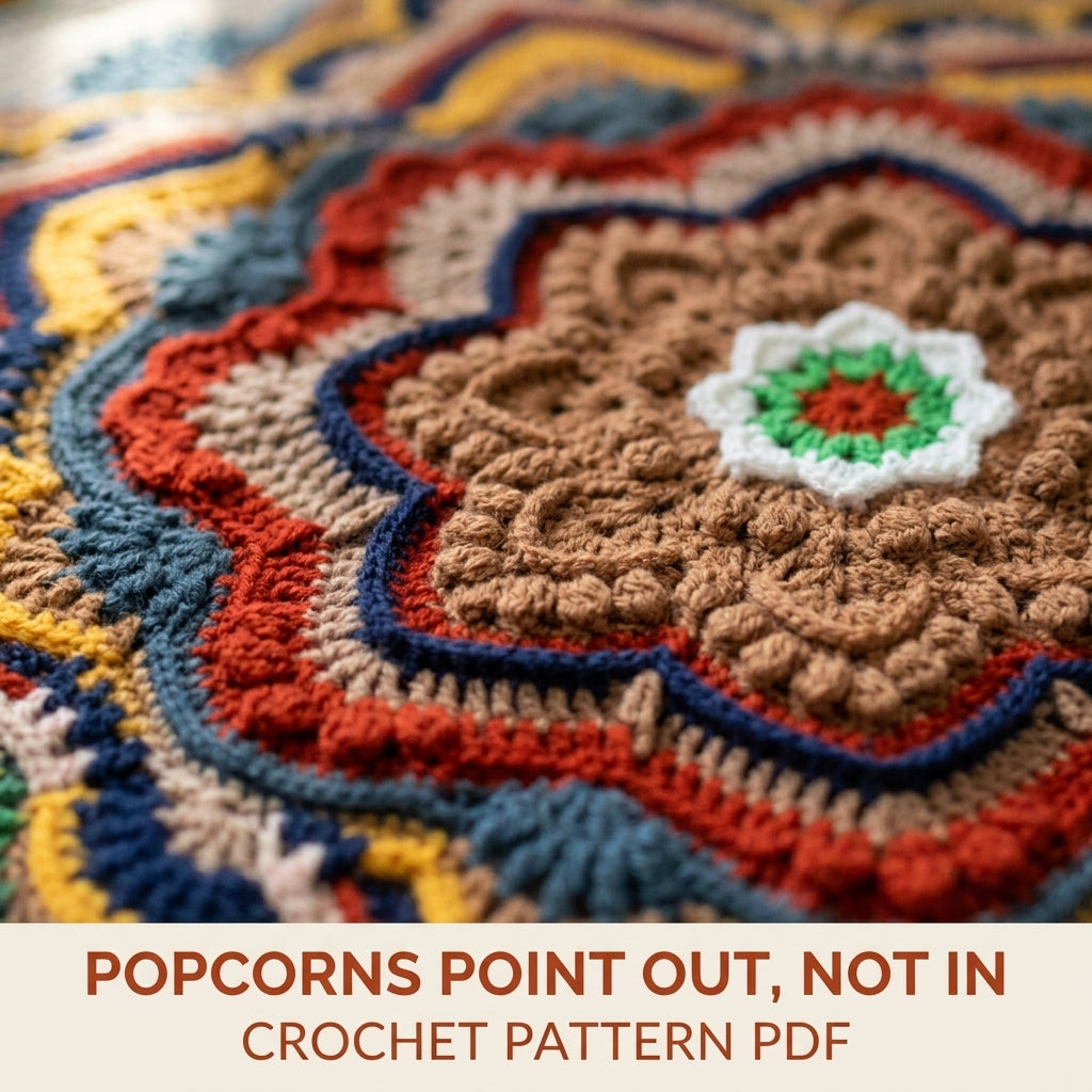 Autumn Star Mandala Blanket Crochet Pattern PDF – Textured Popcorn Star Throw