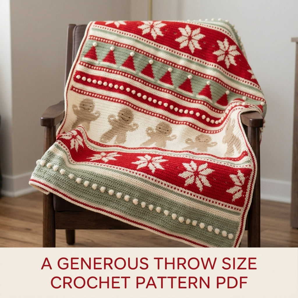 Gingerbread Christmas Blanket Crochet Pattern PDF – Festive Tapestry Afghan