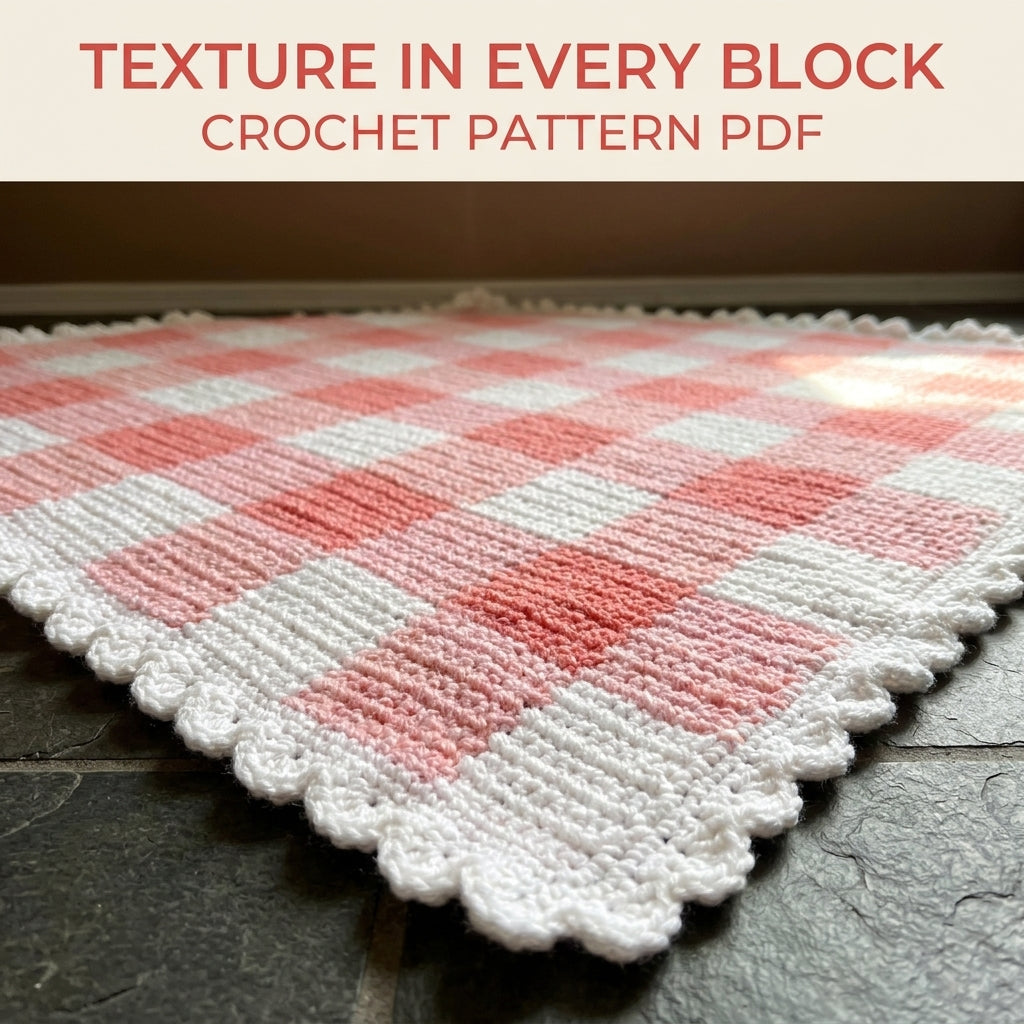 Pink Gingham Baby Blanket Crochet Pattern PDF – Crochet Gingham Afghan