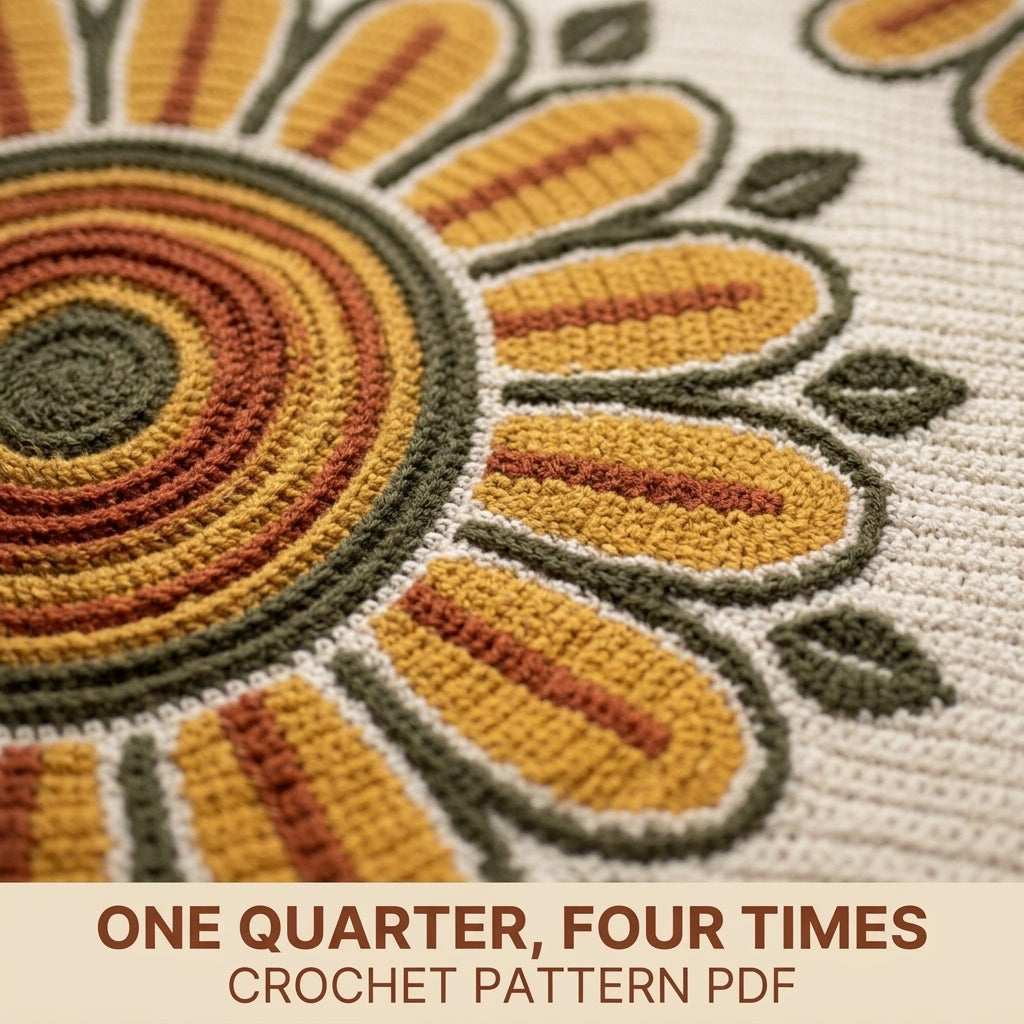 Sunflower Tapestry Crochet Blanket Pattern PDF – Floral Medallion Throw in Mustard, Rust and Olive