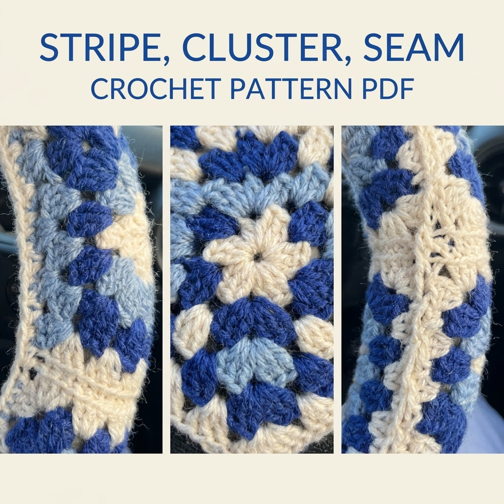Granny Stripe Steering Wheel Cover Crochet Pattern PDF – Car Accessory