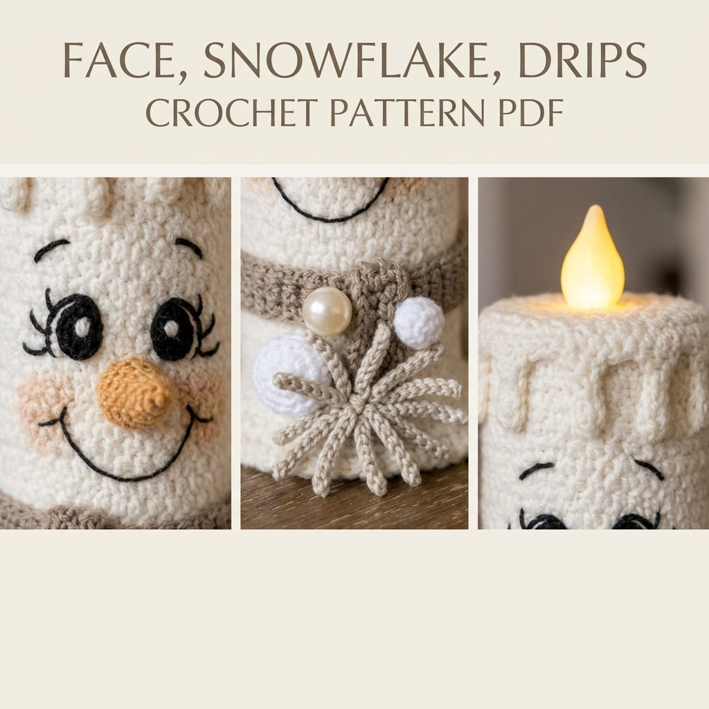 Snowman Candle Cozy Set Crochet Pattern PDF – LED Candle Covers