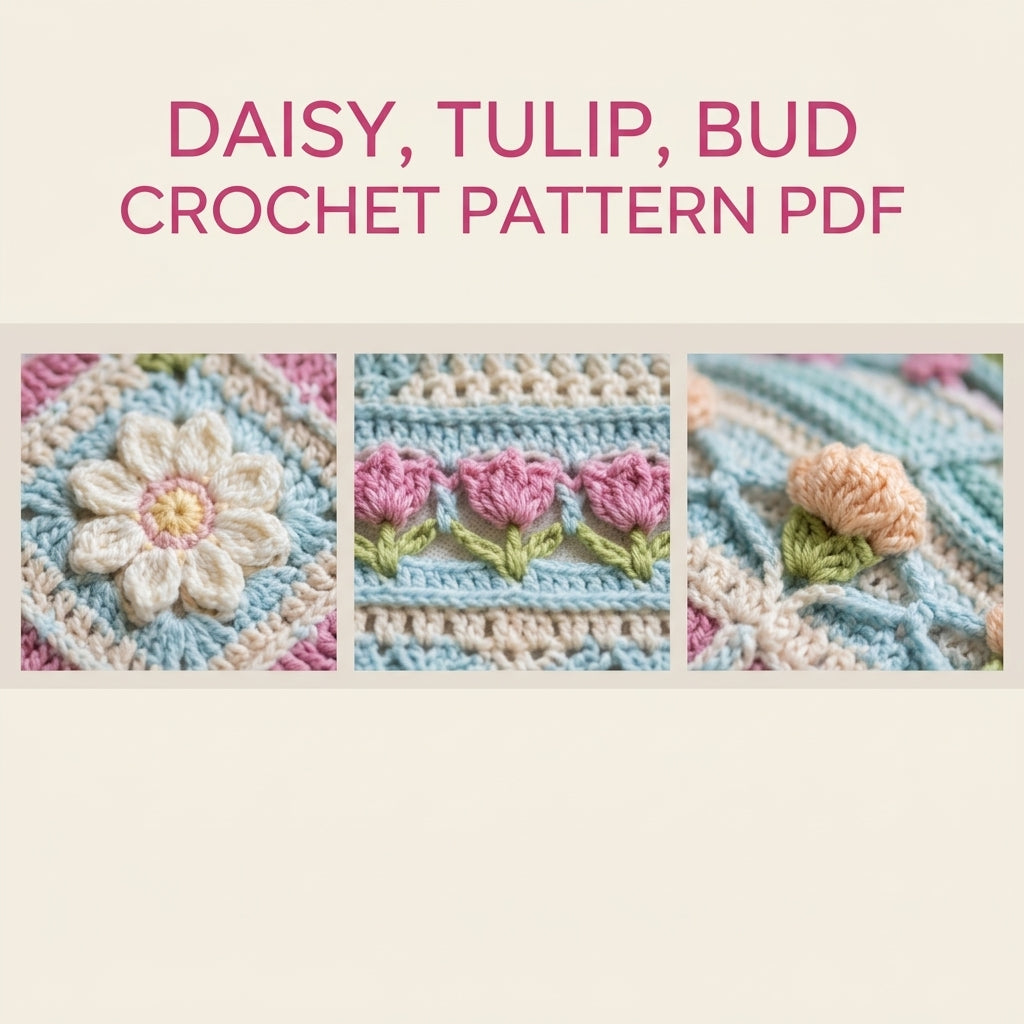 Aqua Peach Daisy Mandala Blanket Crochet Pattern PDF – Textured Daisy Square Throw