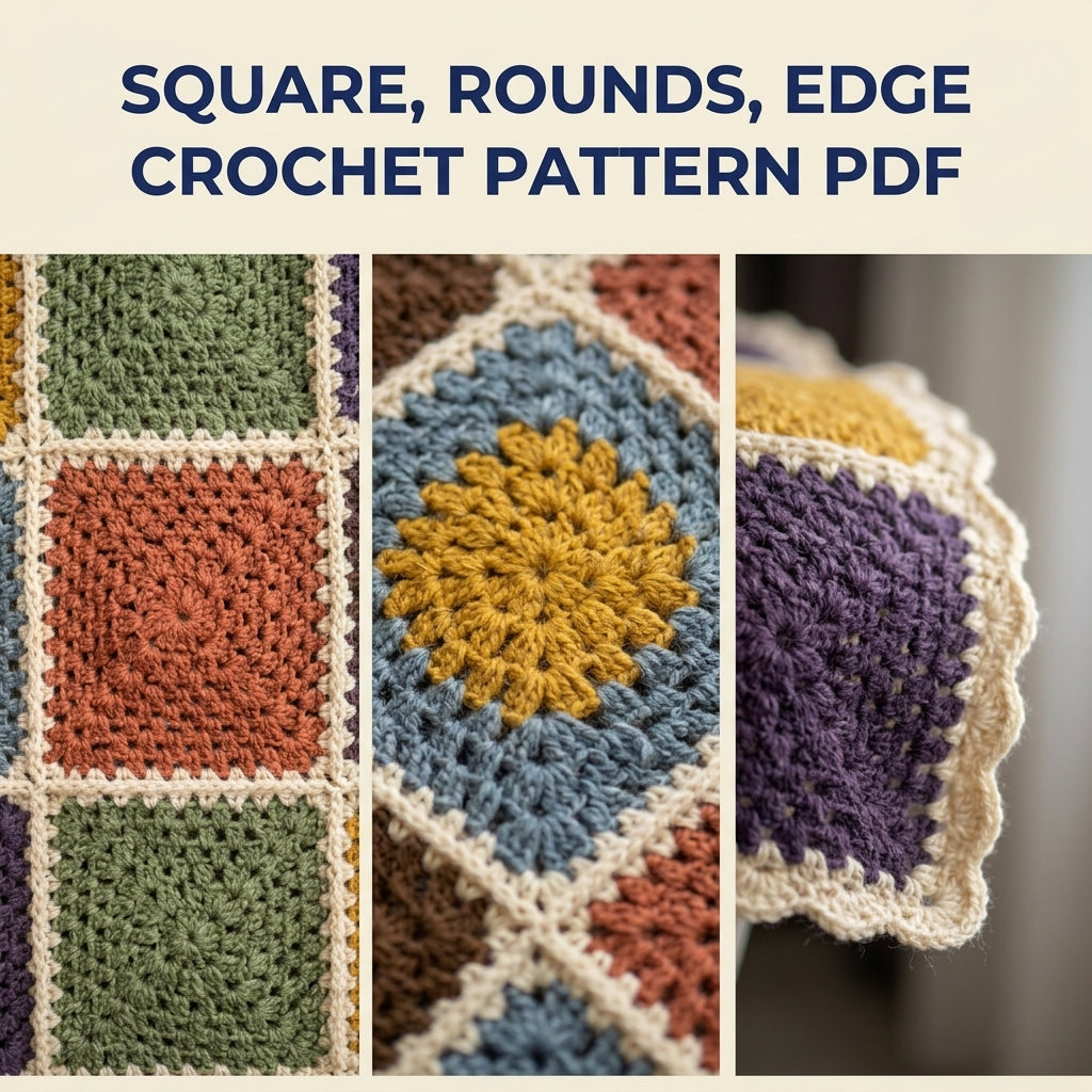 Earthy Granny Patchwork Blanket Crochet Pattern PDF – Solid Granny Square Throw in Autumn Colours