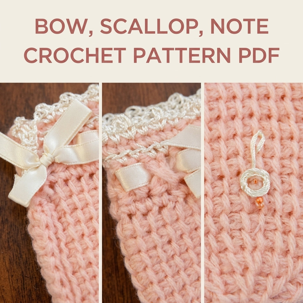 Ribbon Baby Mittens Crochet Pattern PDF – Newborn Mittens with Bows