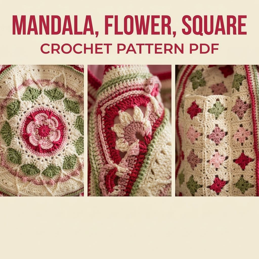 Mandala Medallion Tote Crochet Pattern PDF – Large Crochet Bag with Mandala
