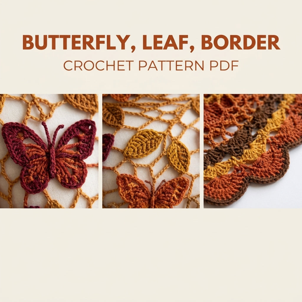 Autumn Butterfly Shawl Crochet Pattern PDF – Lace Net Shawl with Butterflies