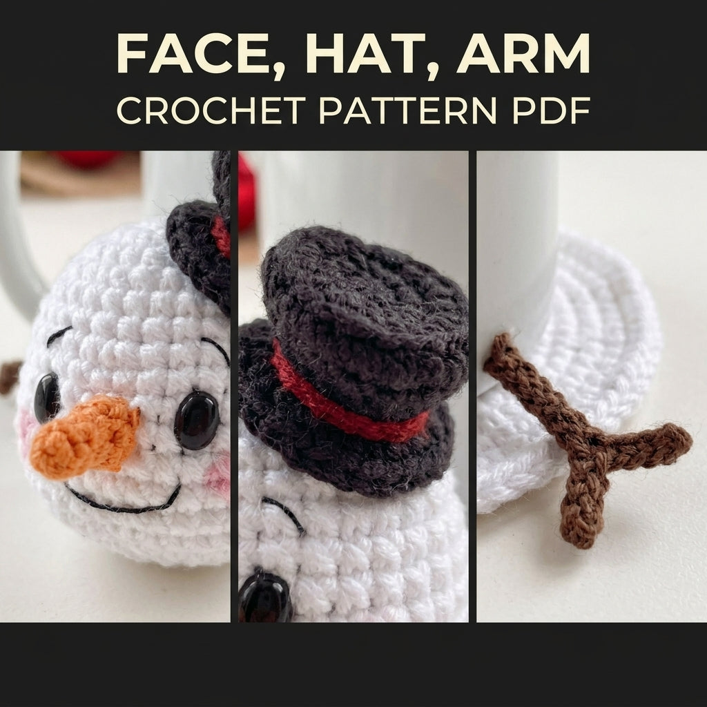 Snowman Mug Coaster Crochet Pattern PDF – Christmas Mug Rug