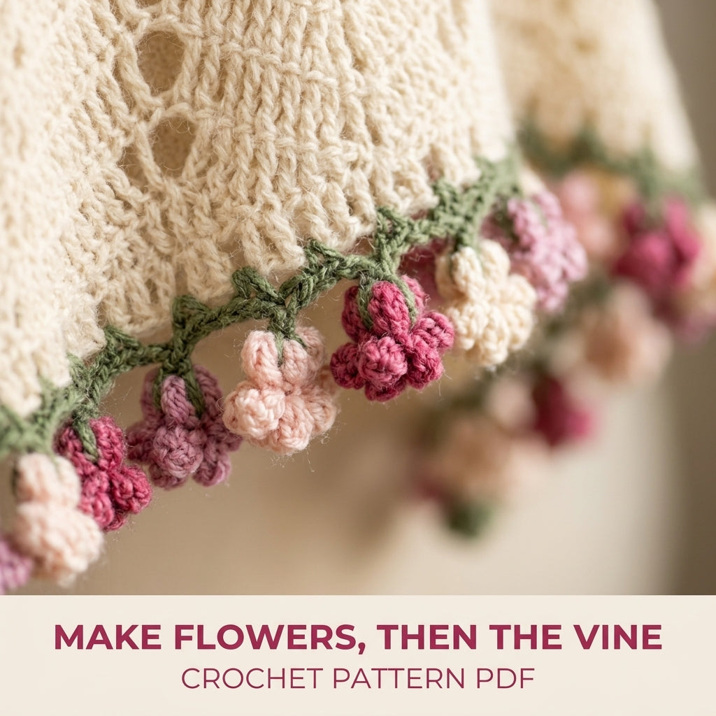Lace Poncho with Flower Edge Crochet Pattern PDF – Romantic Lace Poncho
