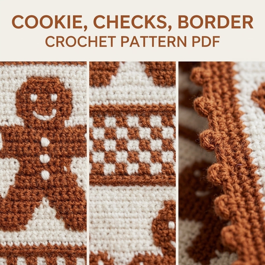 Gingerbread Crochet Blanket Pattern PDF – Christmas Tapestry Crochet Throw in Ginger and White