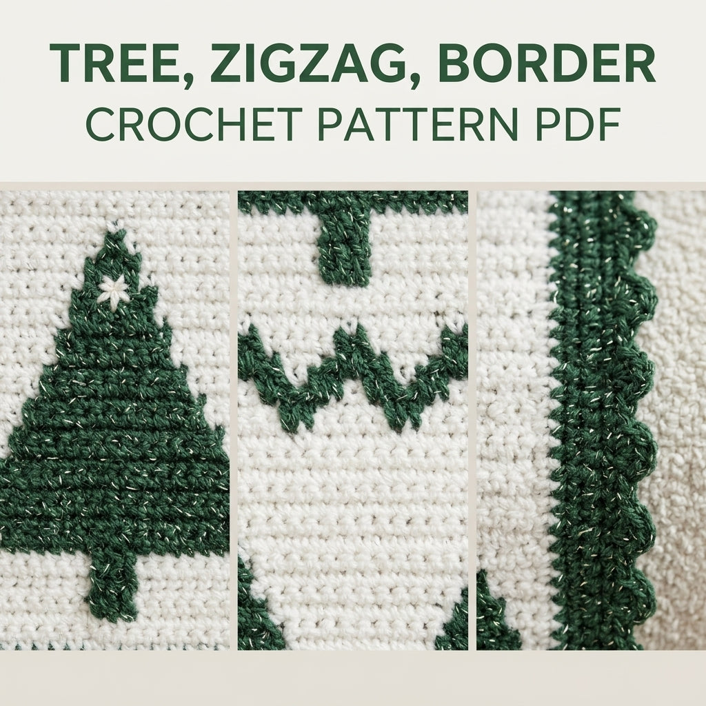 Christmas Tree Crochet Blanket Pattern PDF – Tapestry Crochet Throw in Green and White