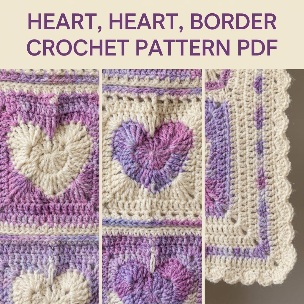 Heart Granny Square Blanket Crochet Pattern PDF – Raised Heart Squares Throw