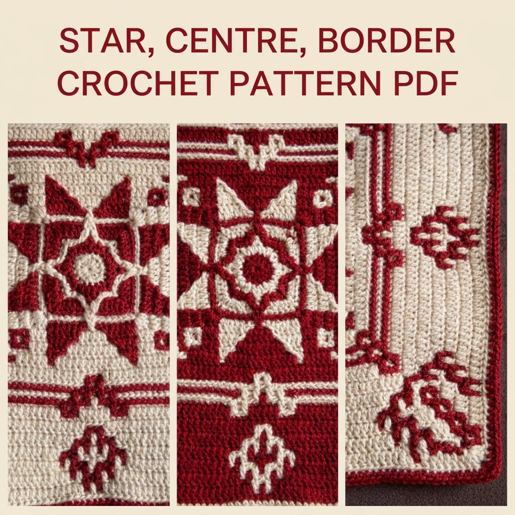 Red Star Sampler Mosaic Blanket Crochet Pattern PDF – Two Colour Mosaic Squares