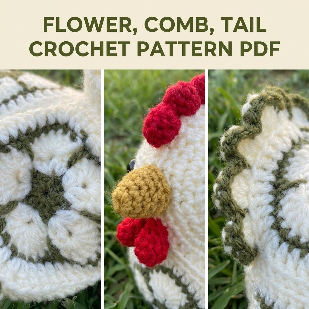 African Flower Hen Crochet Pattern PDF – Hexagon Amigurumi Chicken