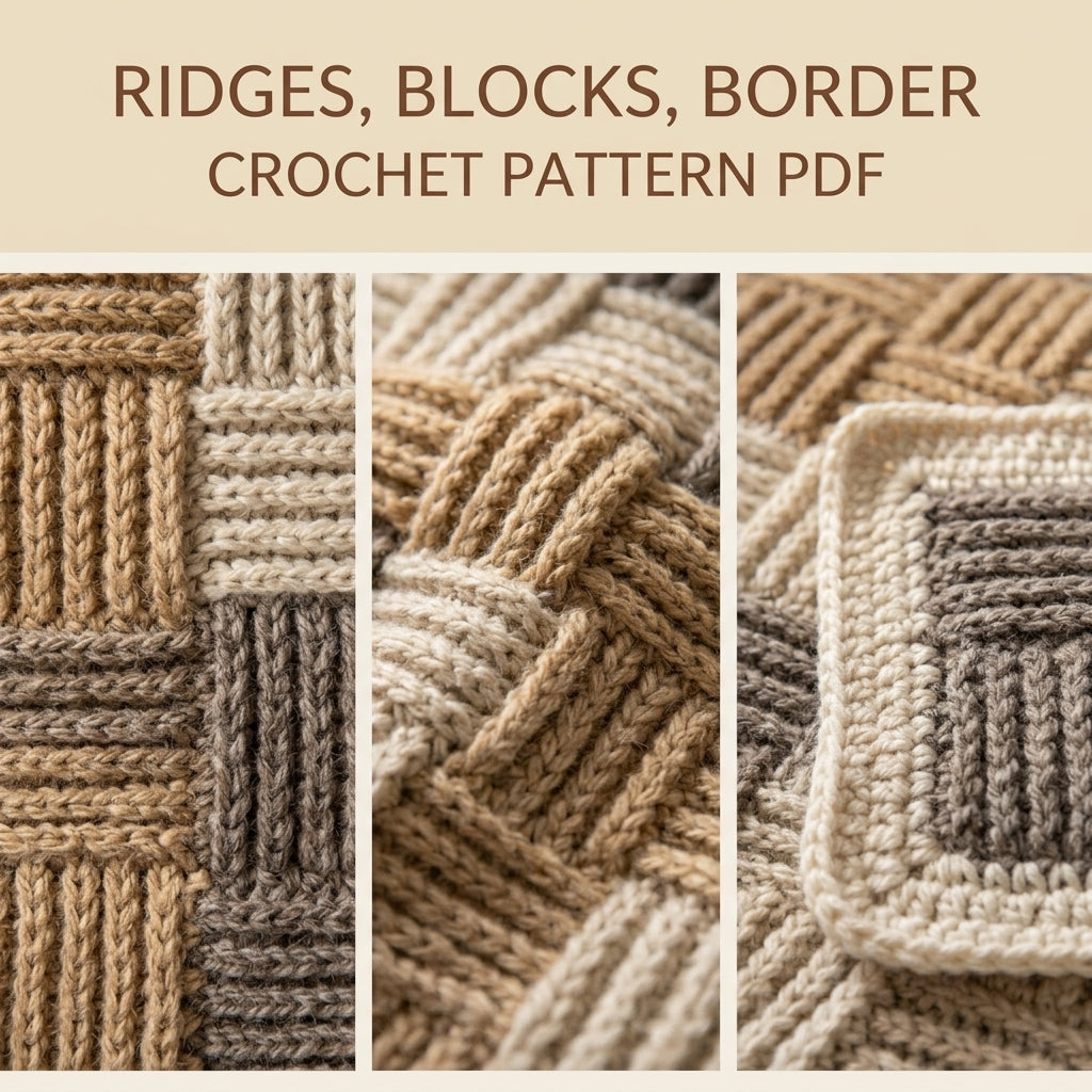 Basketweave Crochet Blanket Pattern PDF – Chunky Woven Texture Throw in Neutral Tones