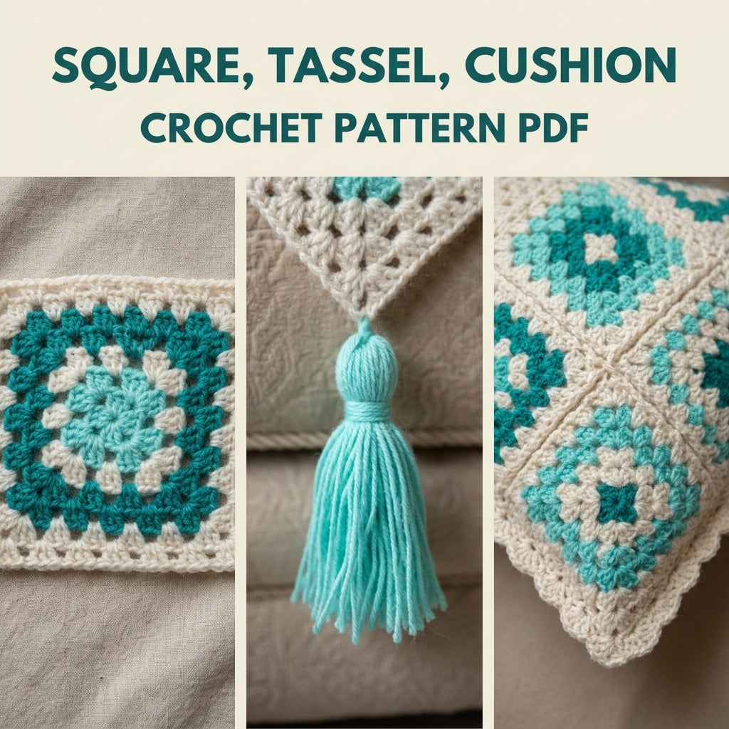 Aqua Granny Throw and Cushion Set Crochet Pattern PDF – Matching Blanket and Pillows