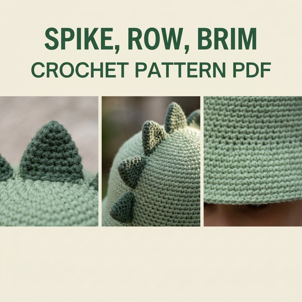 Dino Spike Bucket Hat Crochet Pattern PDF – Kids Dinosaur Hat with Spikes