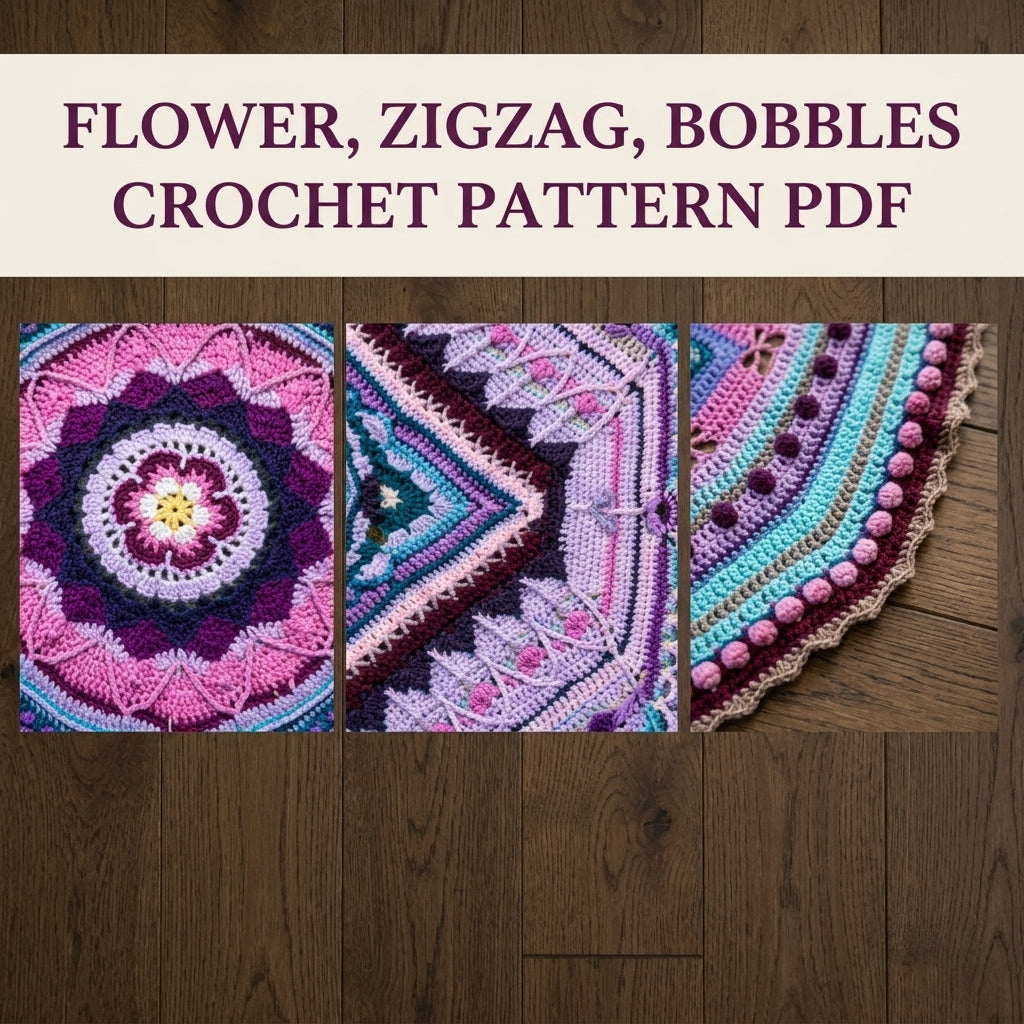 Lilac Diamond Mandala Blanket Crochet Pattern PDF – Textured Square on Point Throw