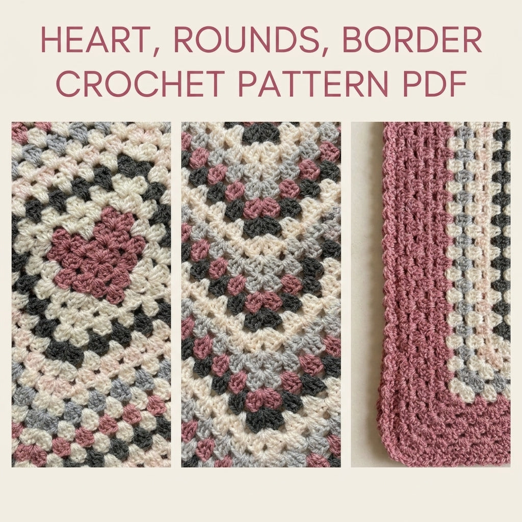 Heart Centre Granny Blanket Crochet Pattern PDF – Giant Granny Square with Heart