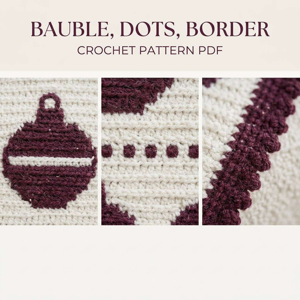 Christmas Ornament Crochet Blanket Pattern PDF – Tapestry Crochet Throw in Plum and White