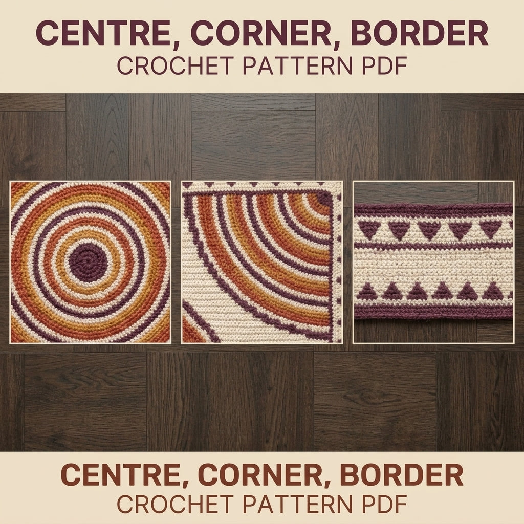 Ripple Rings Tapestry Crochet Blanket Pattern PDF – Concentric Circle Throw in Plum, Orange and Mustard