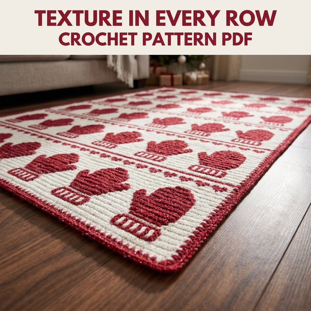 Mitten Crochet Blanket Pattern PDF – Christmas Tapestry Crochet Throw in Red and White