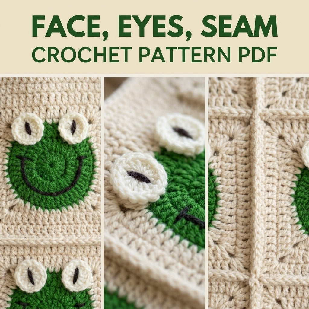 Frog Granny Square Tote Bag Crochet Pattern PDF – Cute Frog Face Shoulder Bag