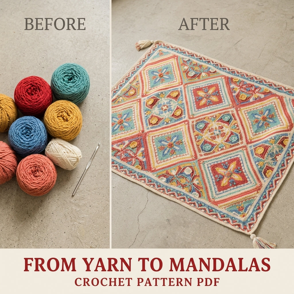 Overlay Mandala Blanket Crochet Pattern PDF – Star Squares Set on Point