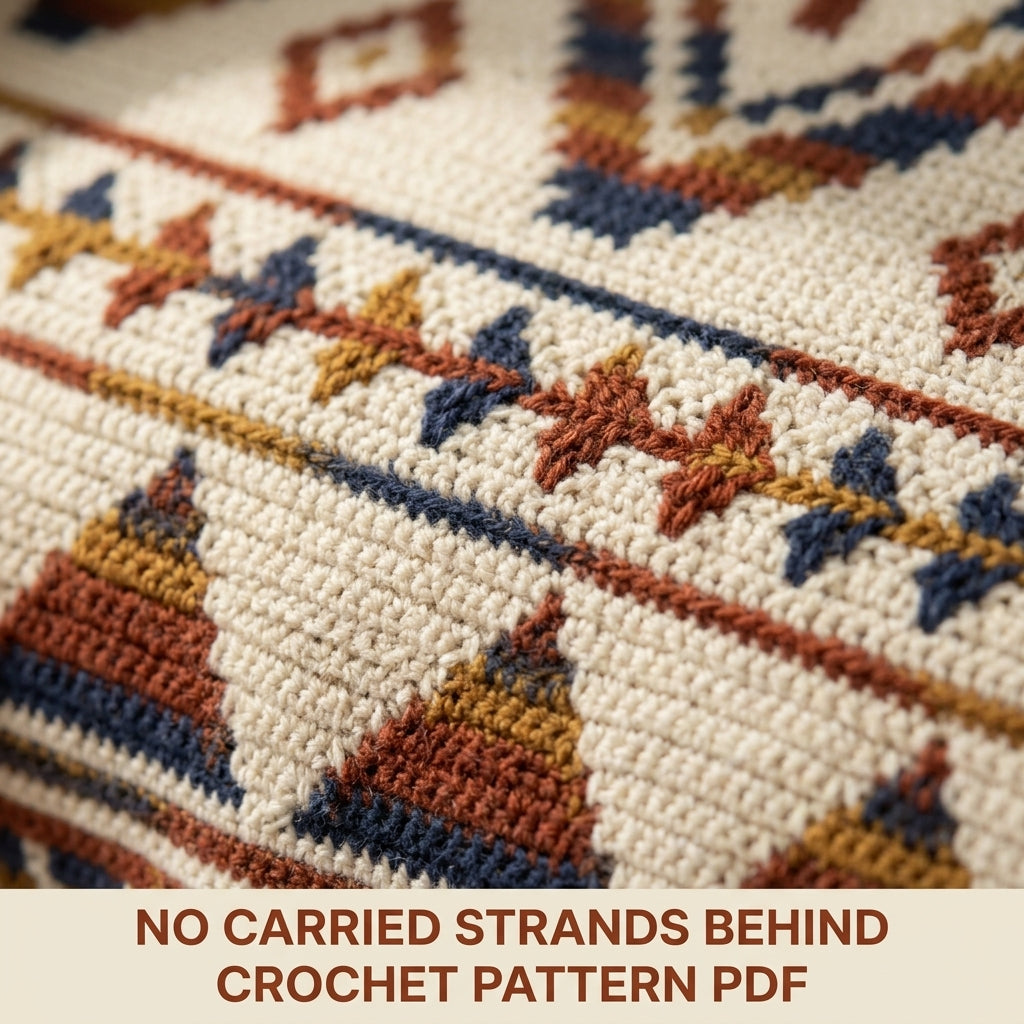 Southwest Arrow Mosaic Crochet Blanket Pattern PDF – Geometric Throw in Rust, Mustard and Navy