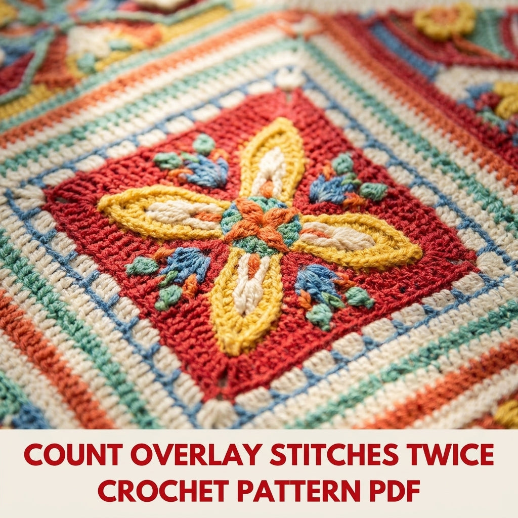 Overlay Mandala Blanket Crochet Pattern PDF – Star Squares Set on Point