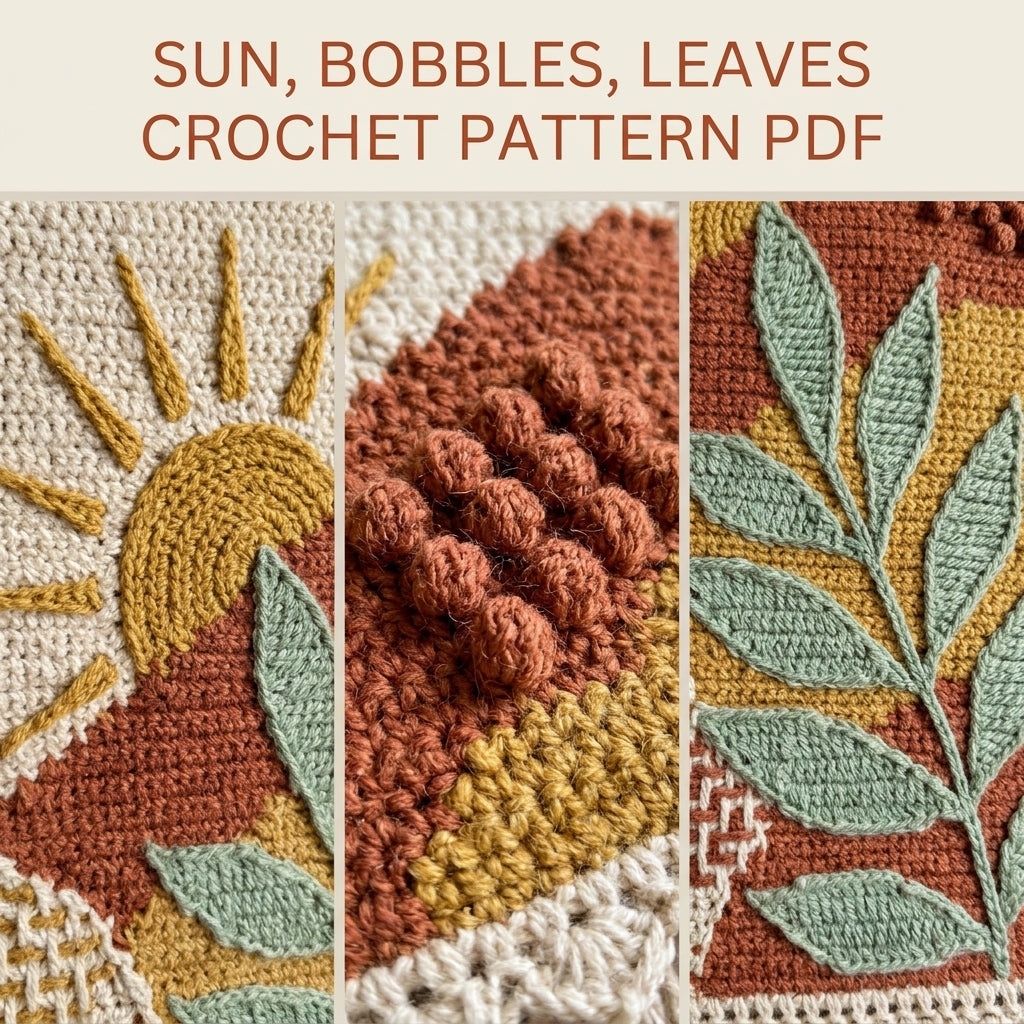 Sun and Leaves Boho Wall Hanging Crochet Pattern PDF – Tapestry Wall Decor